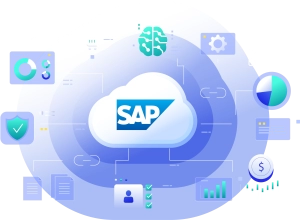 Illustration showing cloud based ERP system